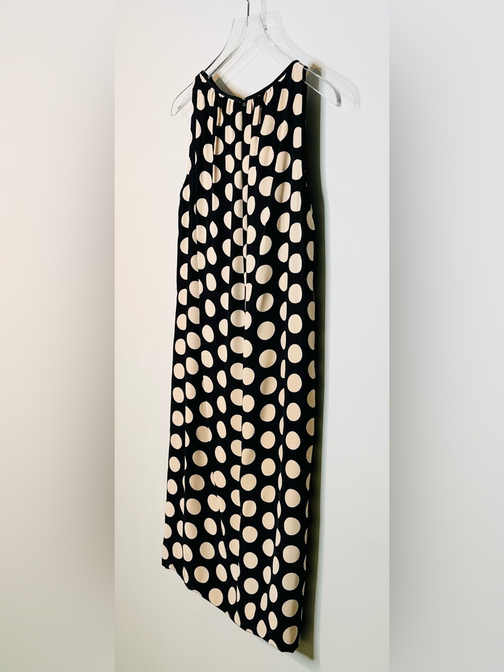 Akris Punto Black Cream Polka Dot Silk Sleeveless Shift Dress - Picture 6 of 11